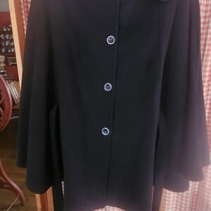 Neiman Marcus Elegant Black Buttoned Cape